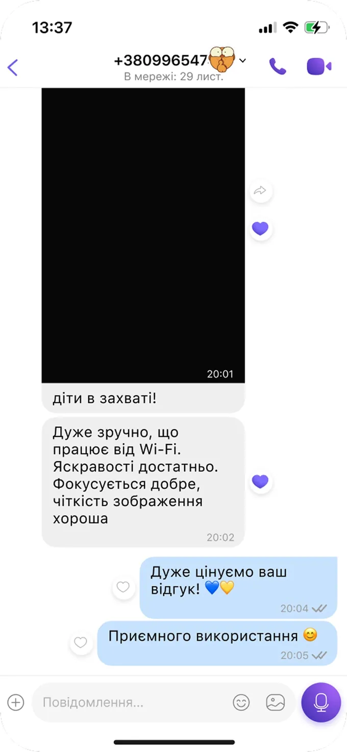 Відгук покупця про проєктор Umiio Pro (Viber)